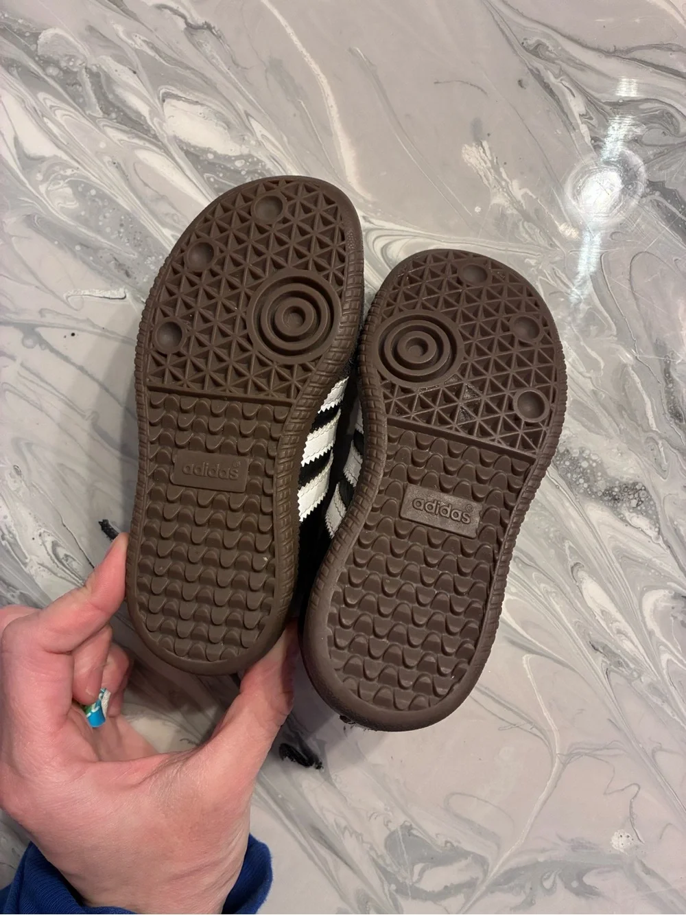 adidas Kids Black Leather Sneakers with White Stripes